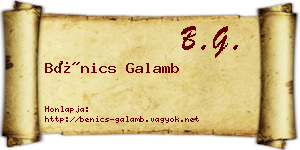 Bénics Galamb névjegykártya